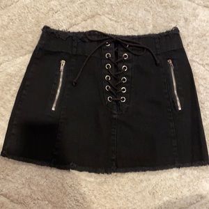 Forever 21 Black Denim Skirt with strings